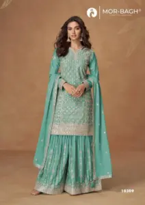 Aashirwad Mor Bagh Rushika Chinon Silk Sharara Suit Collection