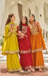 Eba Lashkara Chinon Embroidery Gharara Suit Diwali Collection