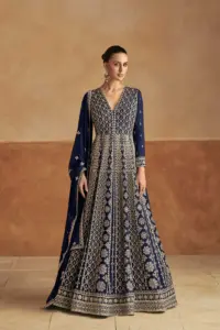 Gulkayra Nagma Gold Chinon Wedding Gown With Embroidery