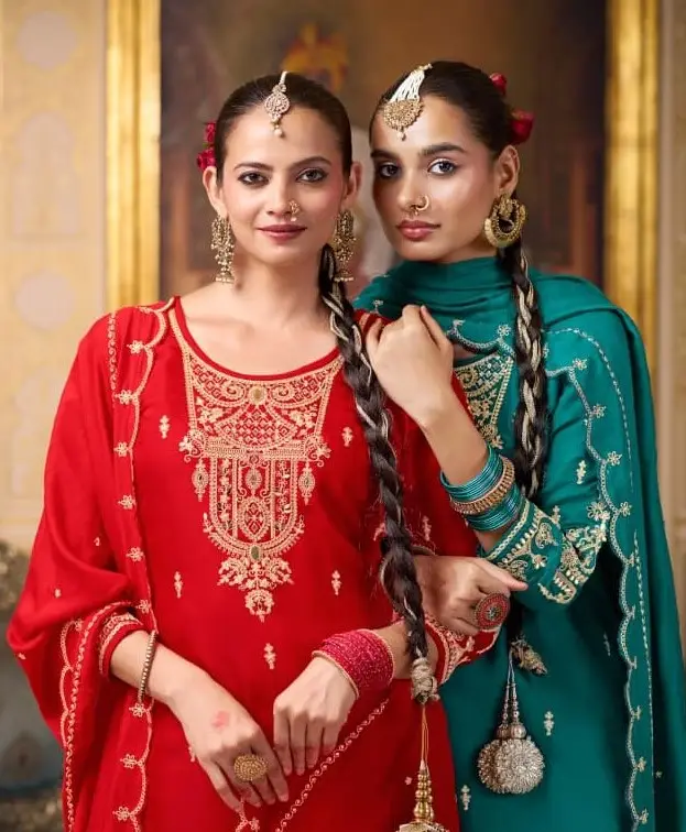 Rangoon Chandani Silk Readymade Dress With Mirror Work