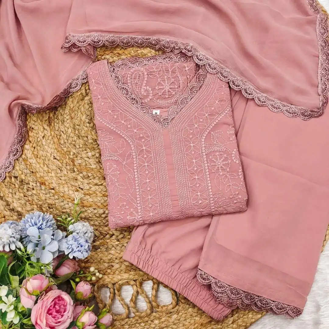 RM Fox Georgette Readymade Suit With Lukhnavi Work