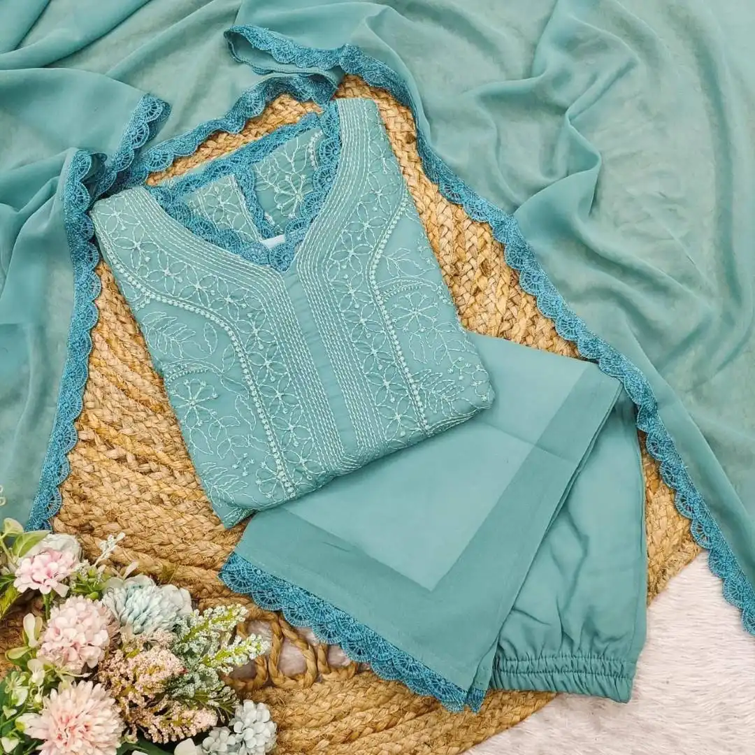 RM Fox Georgette Readymade Suit With Lukhnavi Work