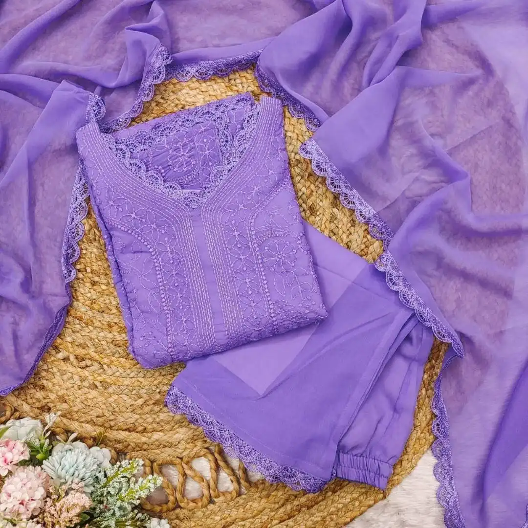 RM Fox Georgette Readymade Suit With Lukhnavi Work