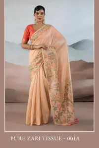 Rajtex Pure Zari Tissue Handloom Saree Party Wear Collection