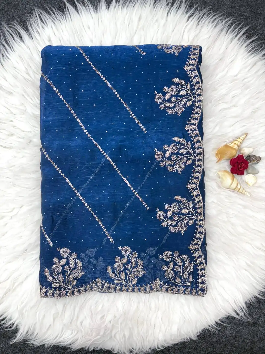 MHV Shrutika Chiffon Embroidery Saree Diwali Collection