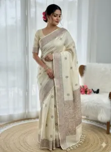 Laxmi 928 Pure Tussar Saree With Thread Embroidery