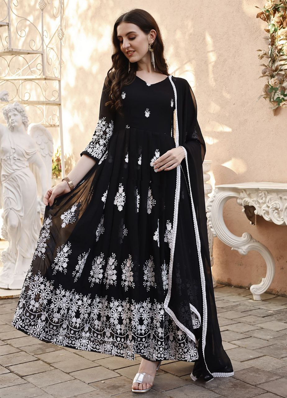 FFD Georgette Anarkali Gown With Dupatta Collection