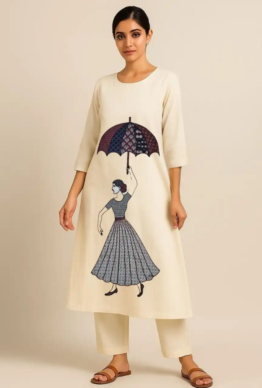 SCT 1045 Pure Khadi Linen Co Ord Set With Embroidery