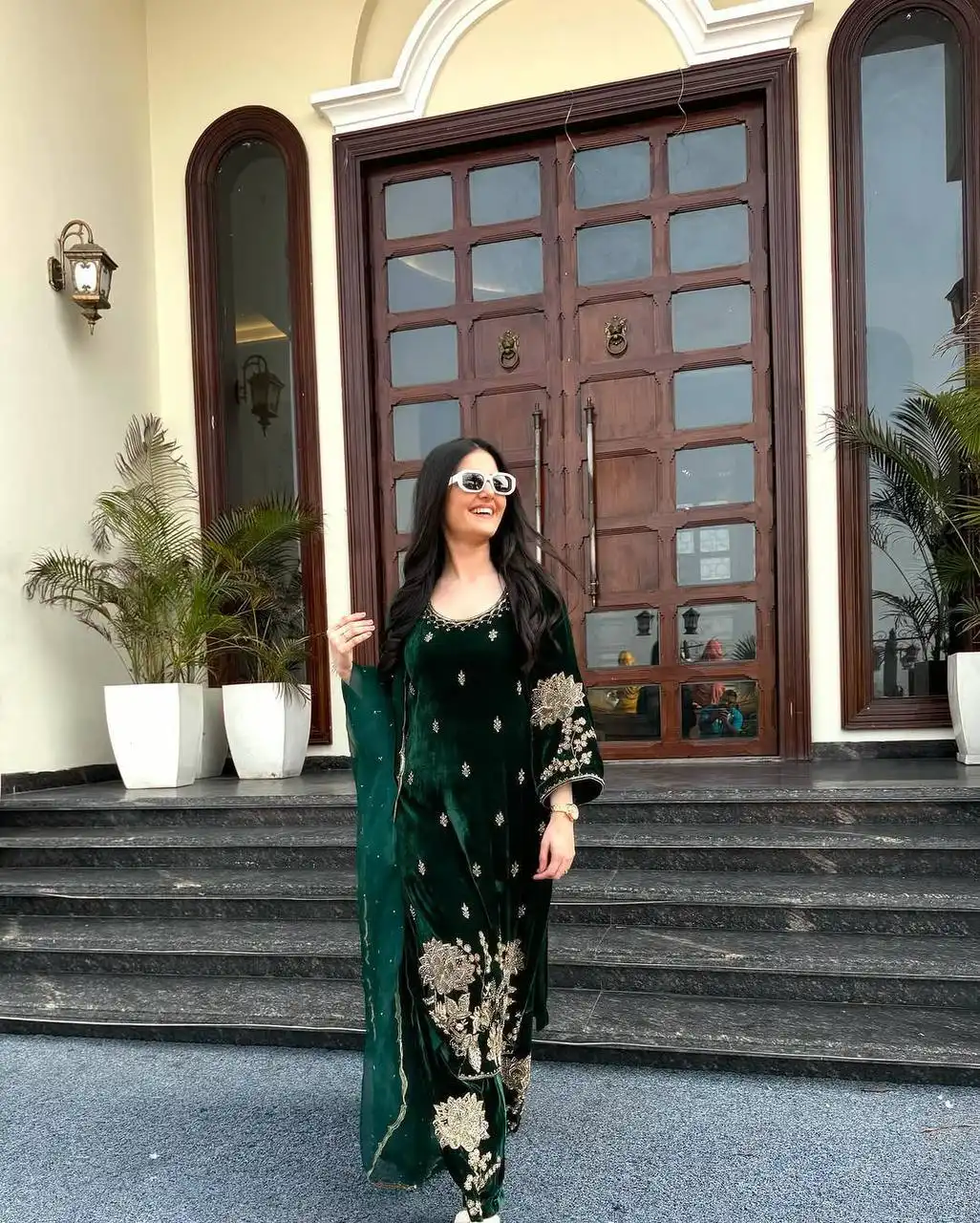 NFD 5028 Viscose Velvet Embroidery Readymade Dress