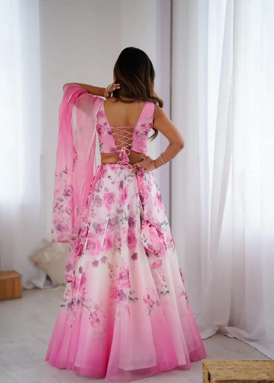 SWT 1171 Organza Silk Digital Printed Lehenga Choli