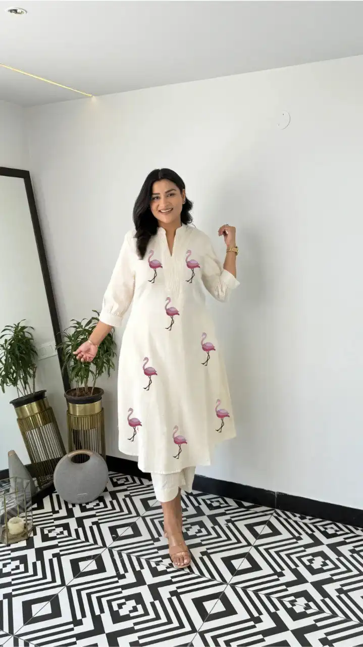 SCT 1055 Khadi Cotton Co Ord Set With Duck Design