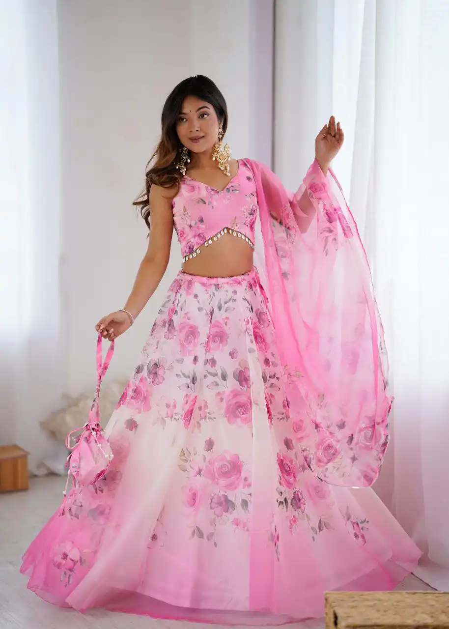 SWT 1171 Organza Silk Digital Printed Lehenga Choli