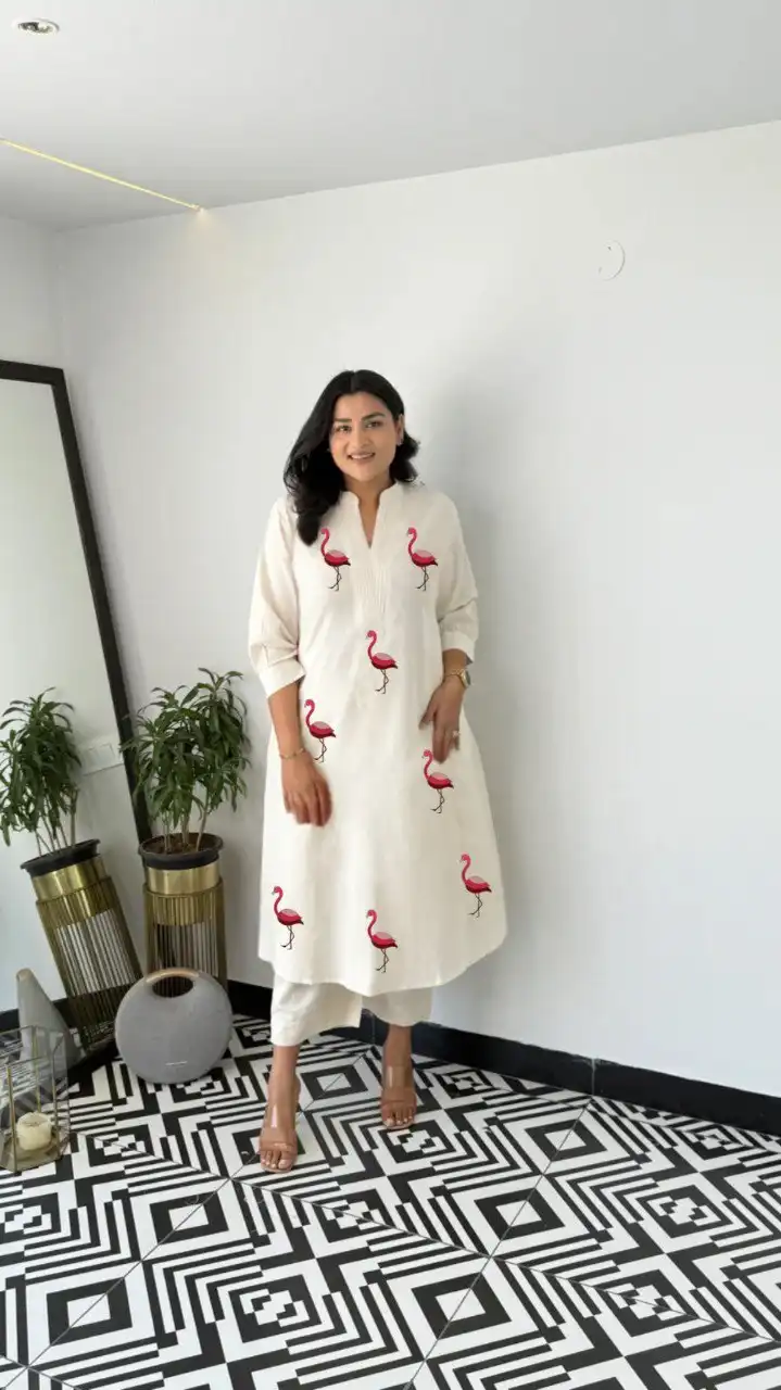 SCT 1055 Khadi Cotton Co Ord Set With Duck Design