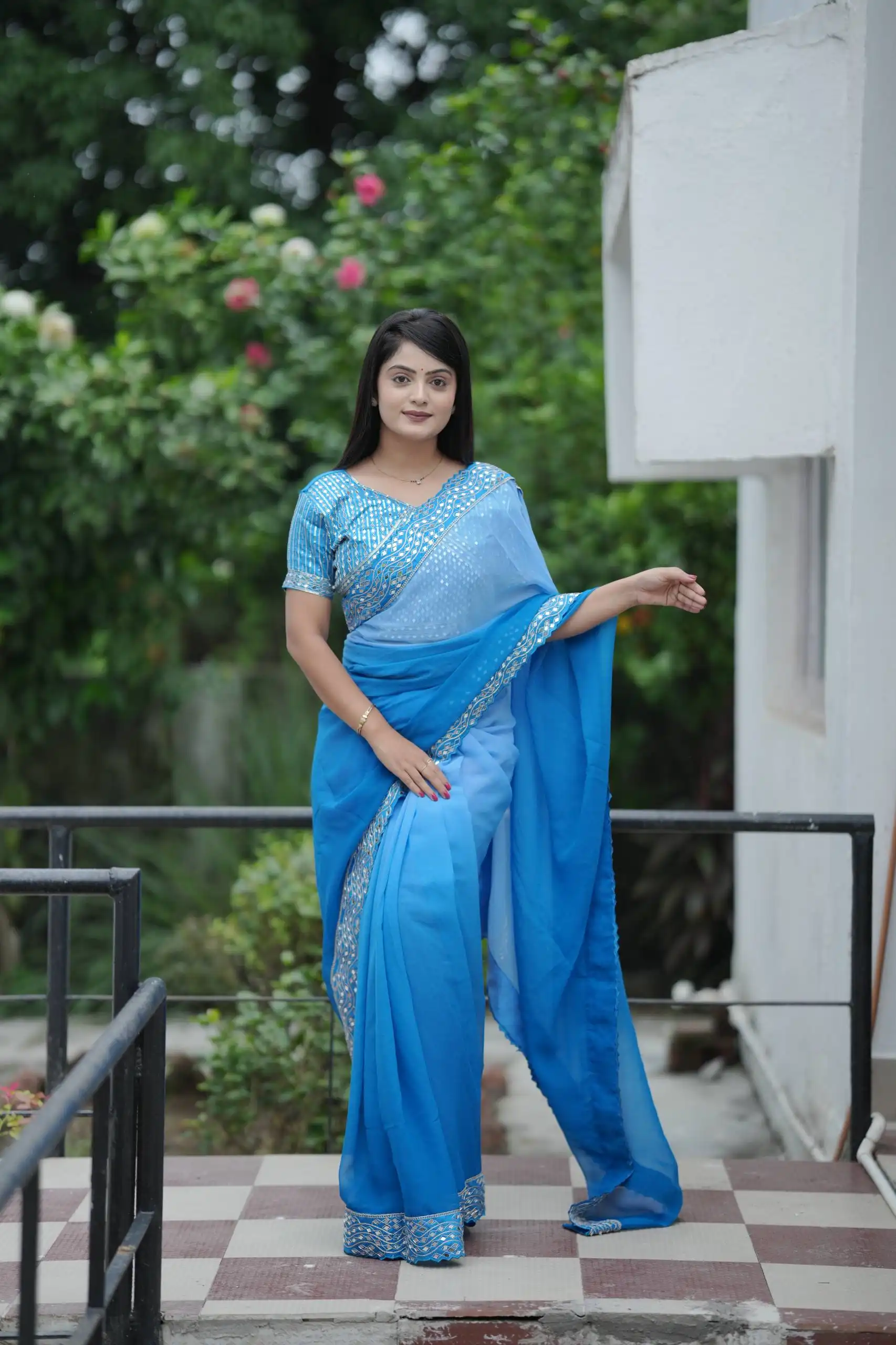 RBC 6022 Faux Georgatte Saree Collection Below 1500