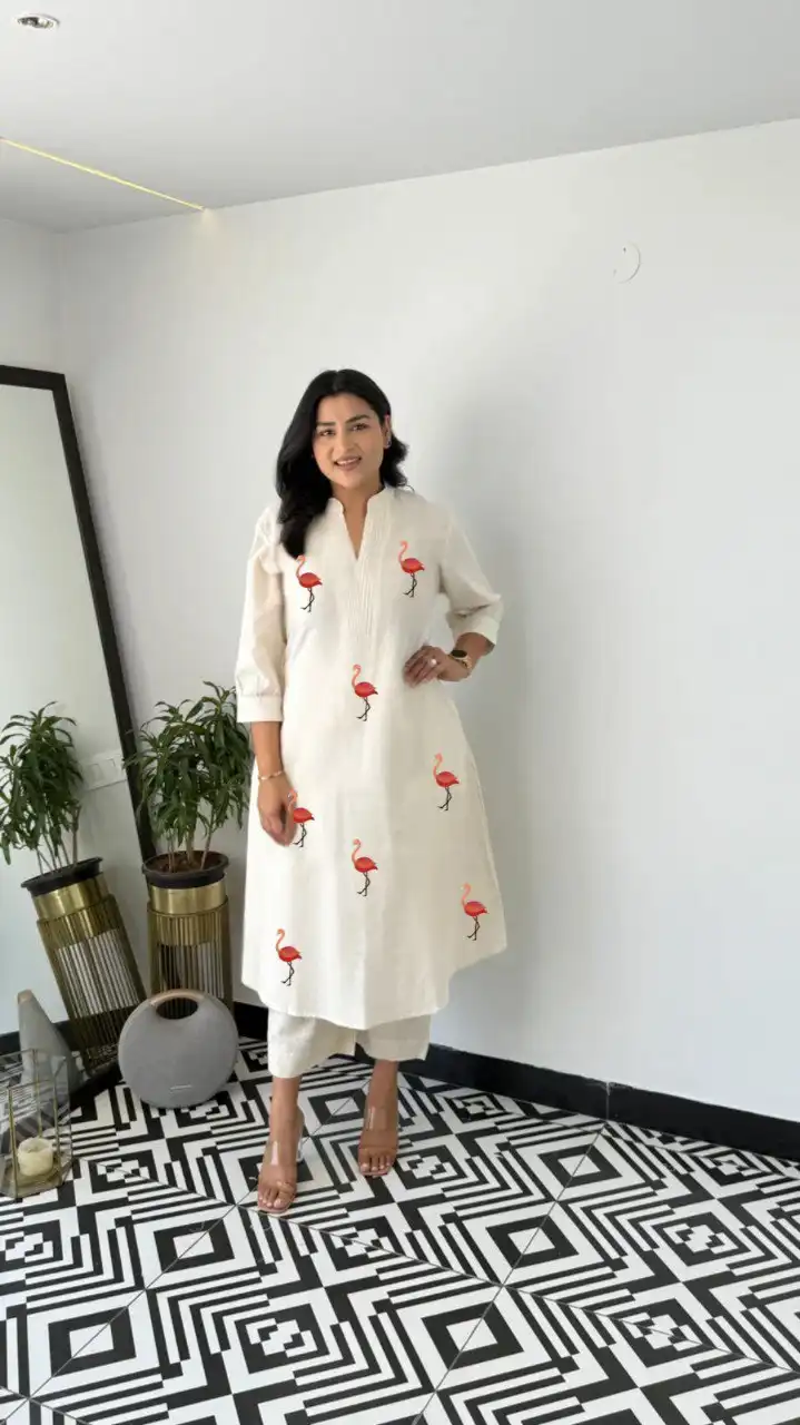 SCT 1055 Khadi Cotton Co Ord Set With Duck Design