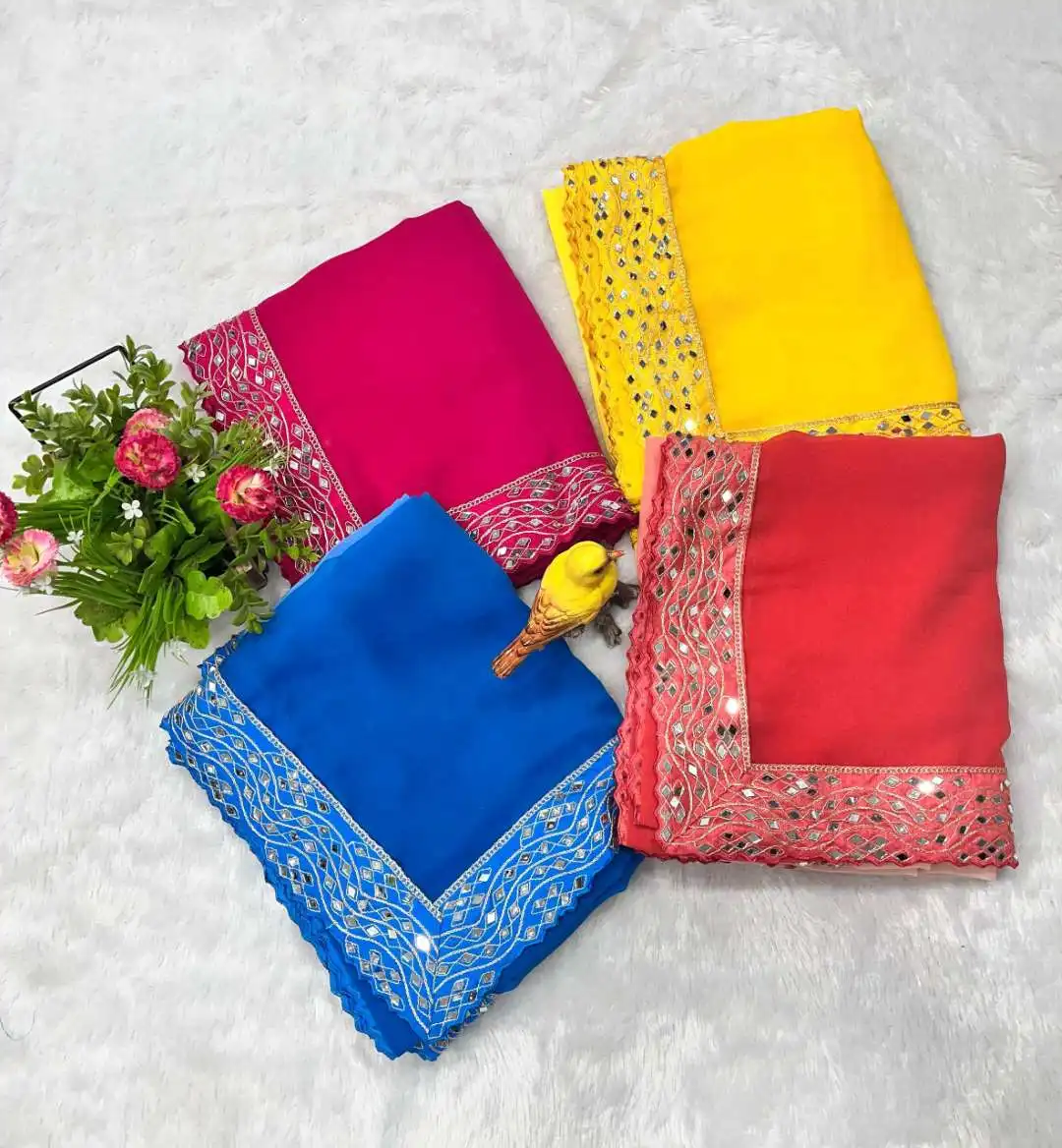 RBC 6022 Faux Georgatte Saree Collection Below 1500