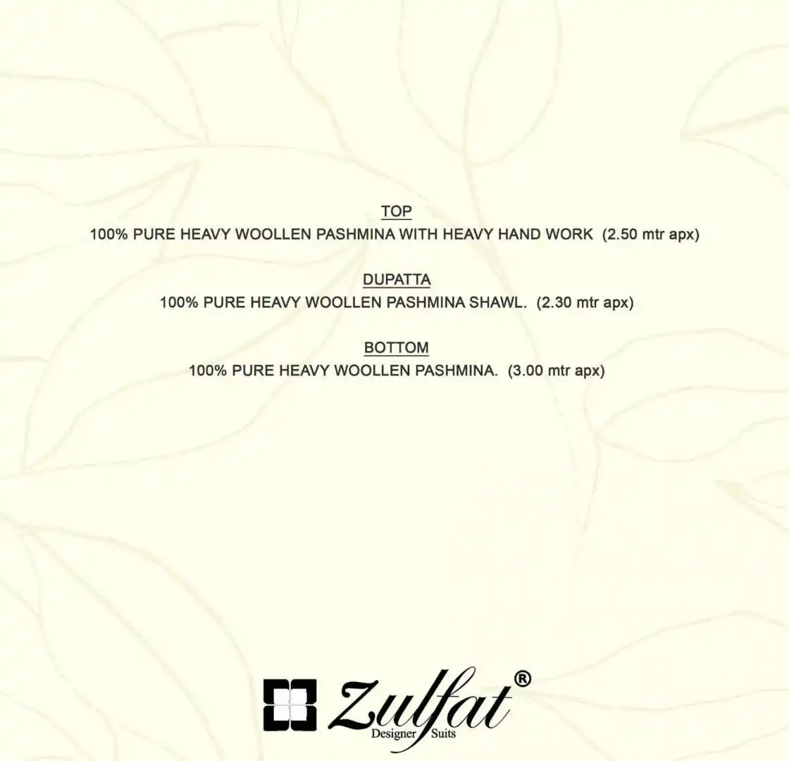 Zulfat Antara Vol 2 Woollen Pashmina Dress Material Collection