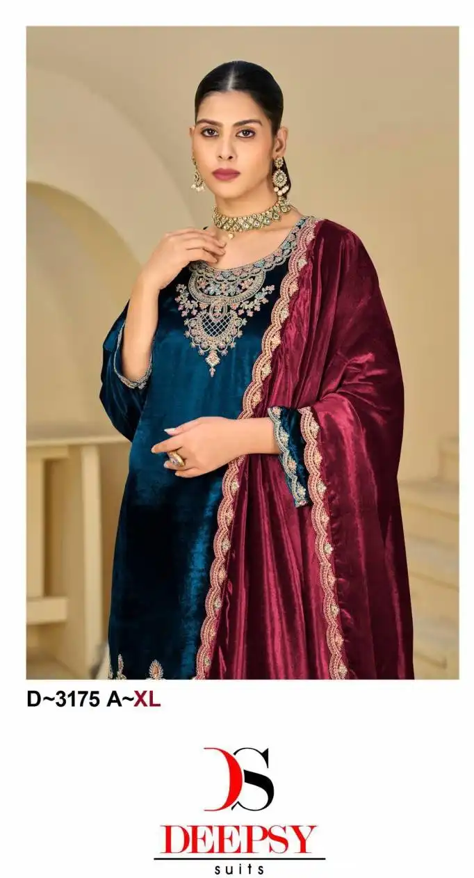 Deepsy D 3175 Viscose Velvet Readymade Dress 04 Pcs Set