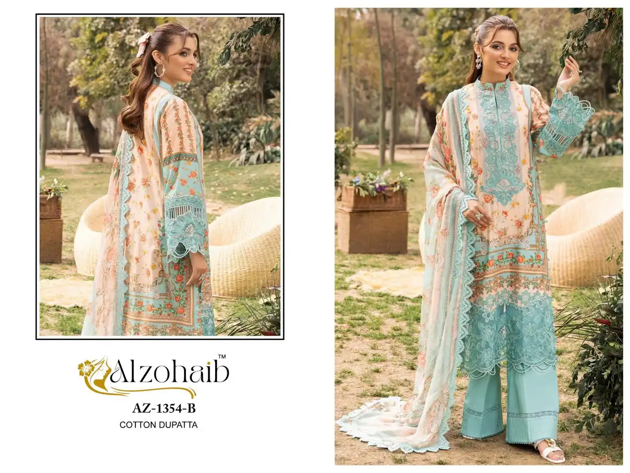 Alzohaib Rifa Vol 1 Cotton Salwar Suits 04 Pcs Set