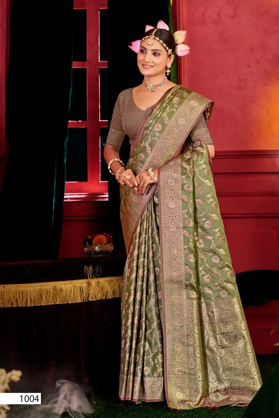 Saroj Dhruva Saroski Vol 4 Satin Silk Designer Saree 04 Pcs Set