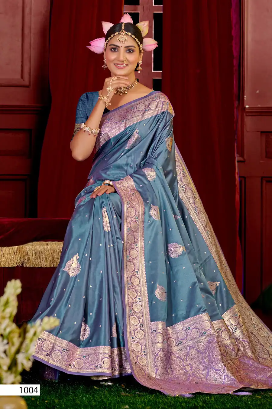 Saroj Dhruva Saroski Vol 1 Satin Silk Saree 04 Pcs Set