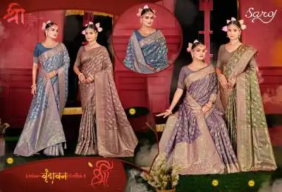 Saroj Dhruva Saroski Vol 4 Satin Silk Designer Saree 04 Pcs Set