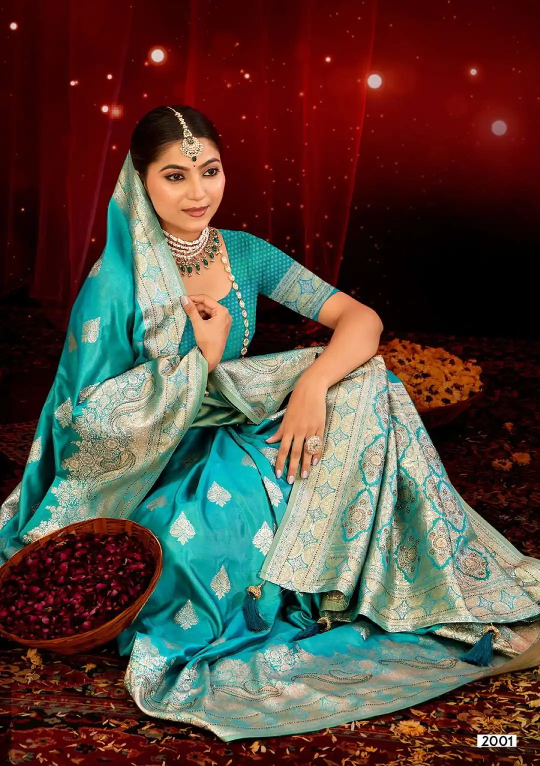 Saroj Pearl Saroski Vol 2 Satin Silk Wedding Saree 04 Pcs Set