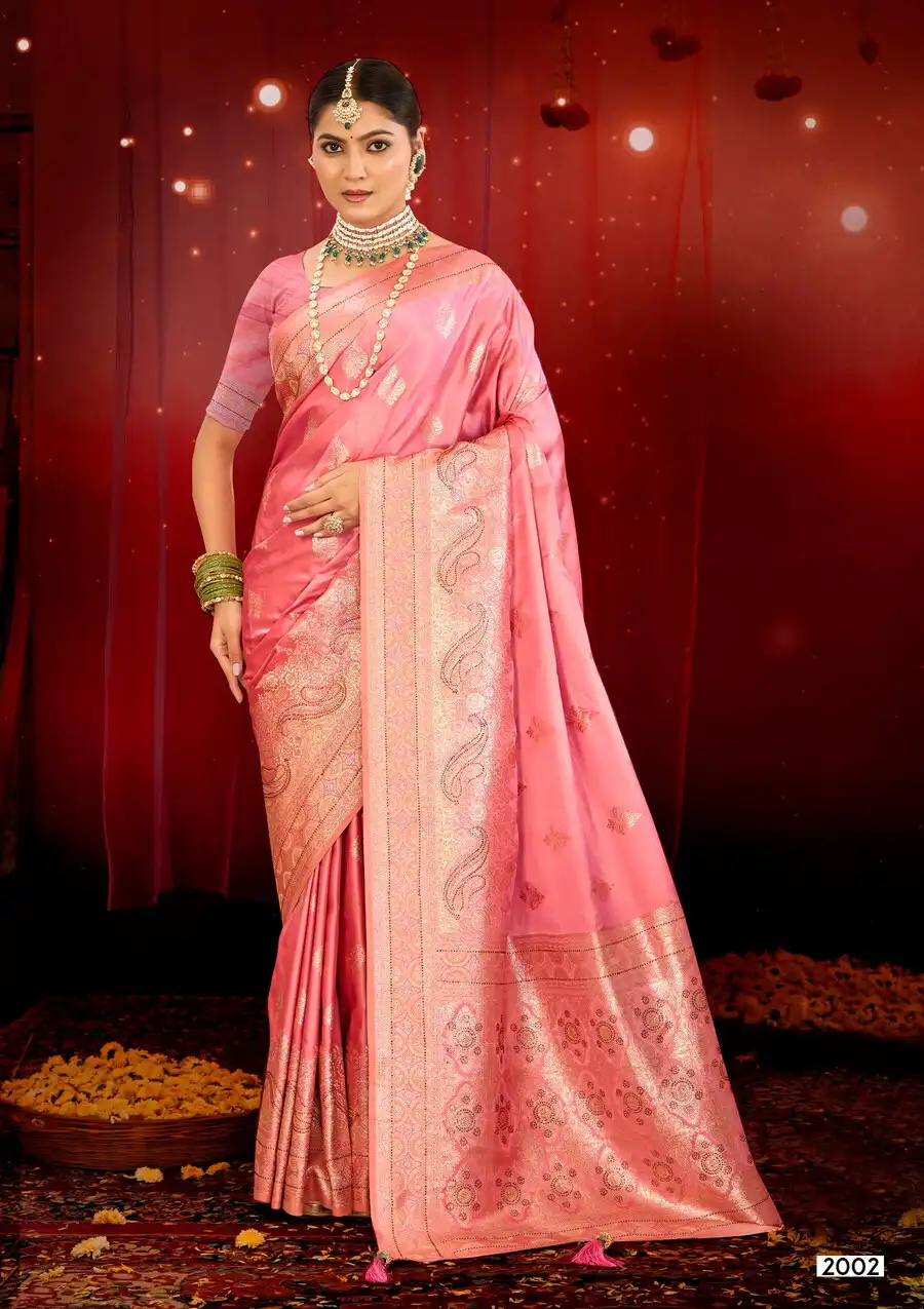 Saroj Pearl Saroski Vol 2 Satin Silk Wedding Saree 04 Pcs Set