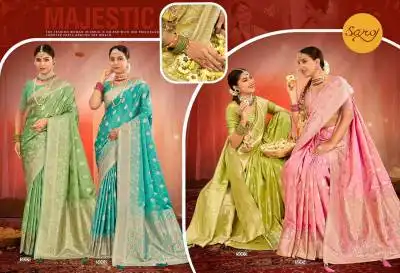 Saroj Pearl Saroski Vol 3 Satin Silk Saree 04 Pcs Set