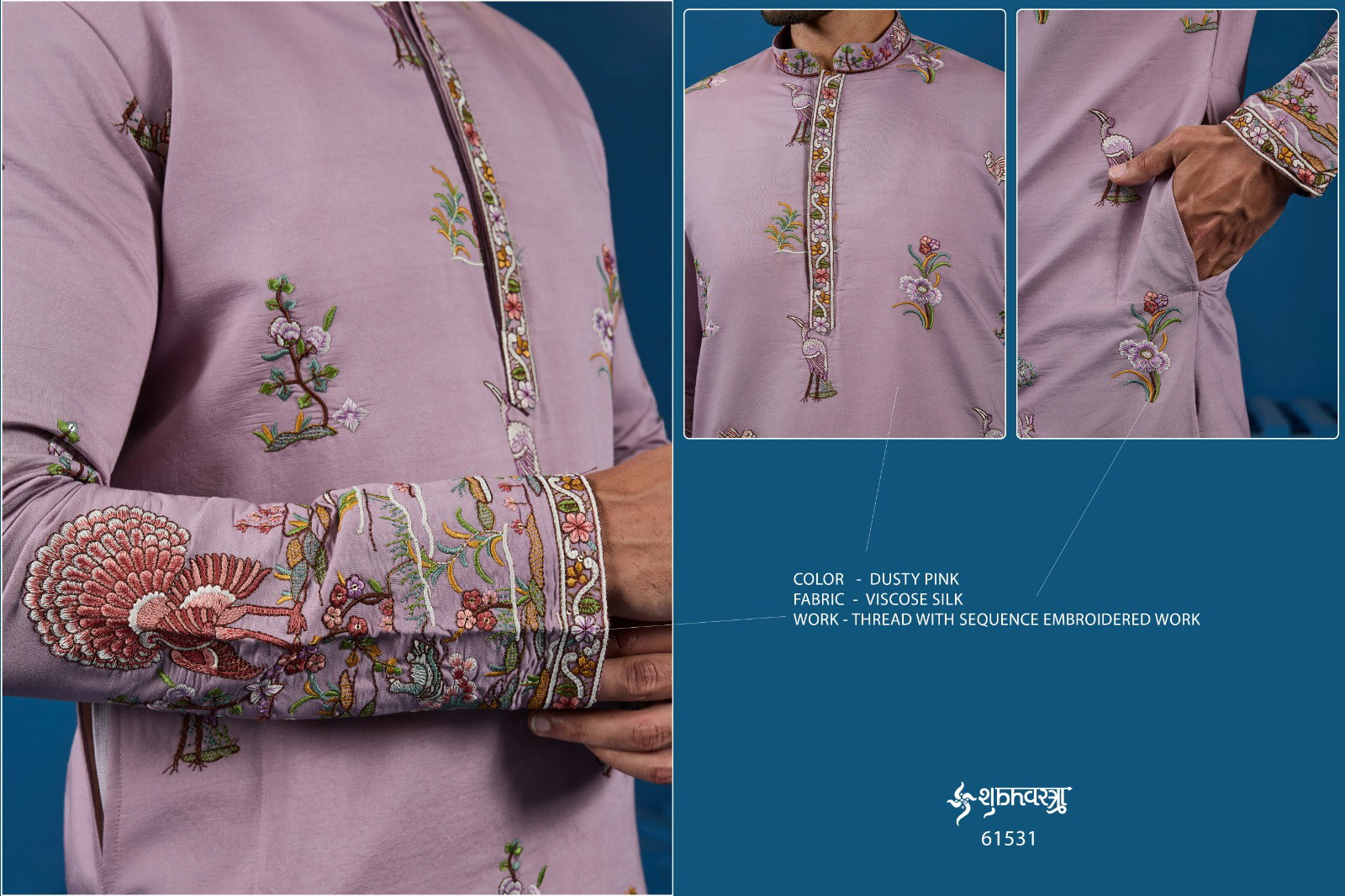 Shubhvastra Vantara Vogue Viscose Silk Kurta Pajama 06 Pcs Set