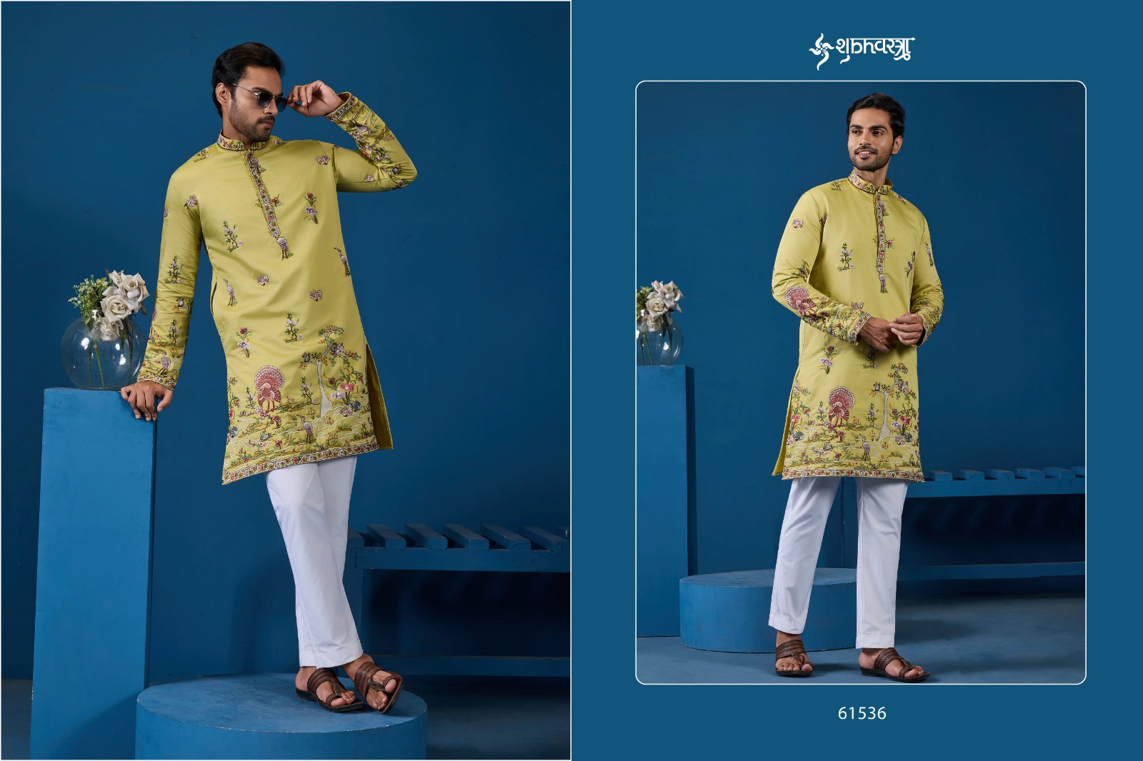 Shubhvastra Vantara Vogue Viscose Silk Kurta Pajama 06 Pcs Set