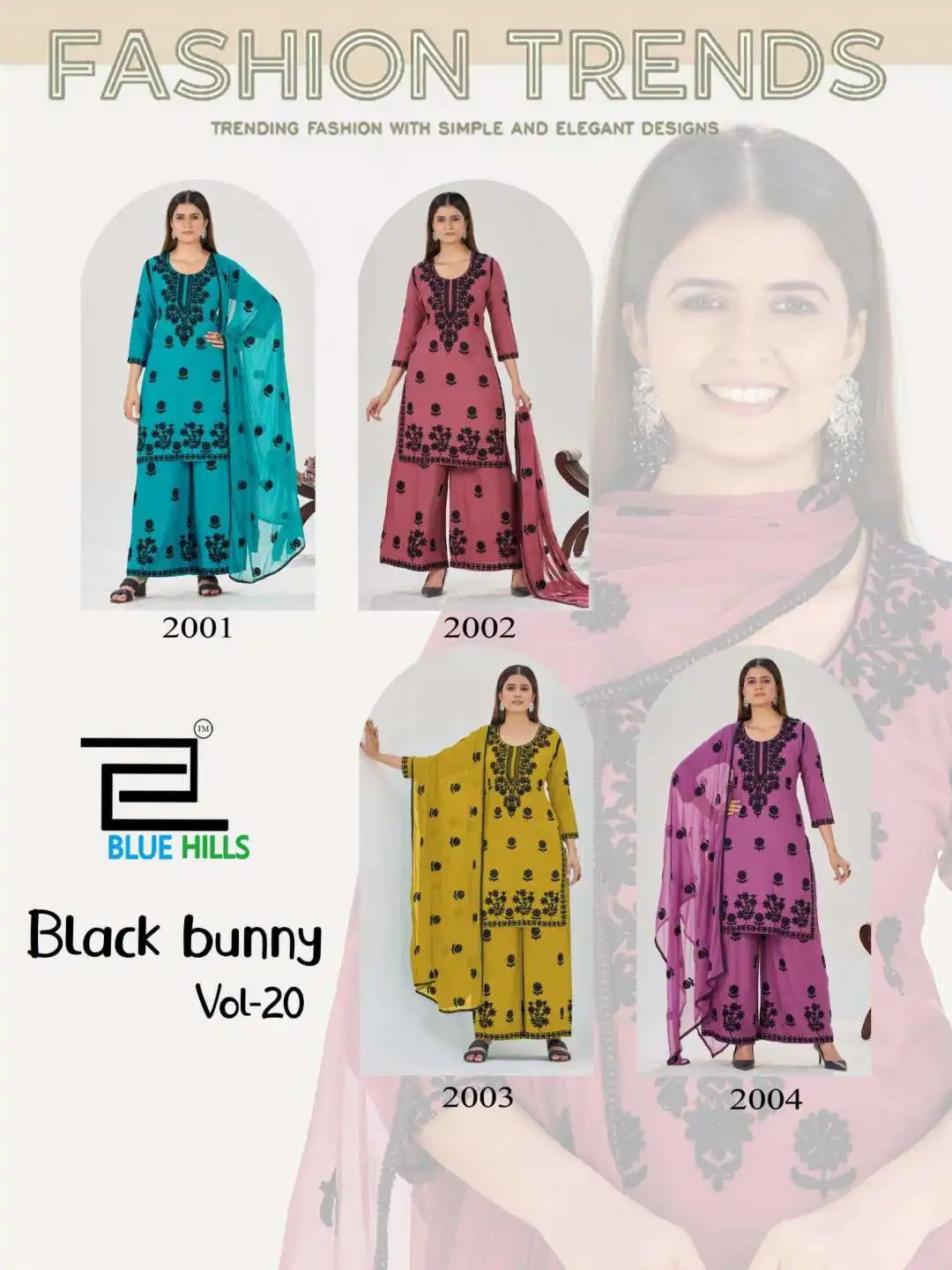 Blue Hills Black Bunny Vol 20 Rayon Readymade Dress 06 Pcs Set