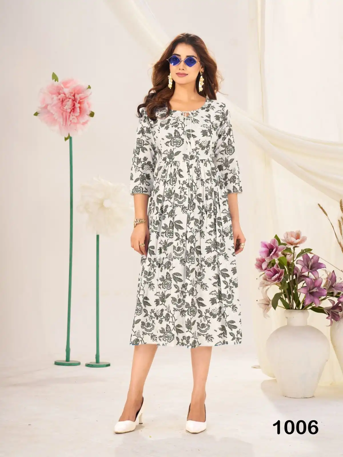 Blue Hills Classmate Midi Rayon Kurti Frock 08 Pcs Set