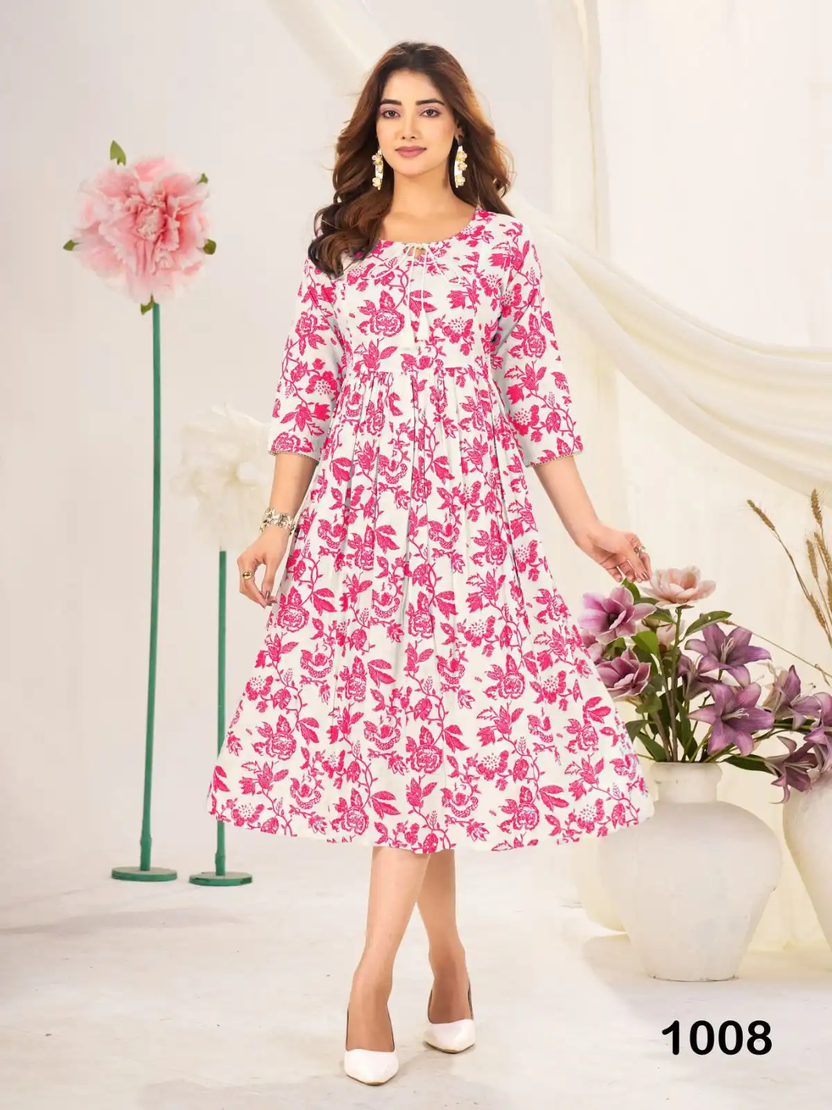 Blue Hills Classmate Midi Rayon Kurti Frock 08 Pcs Set