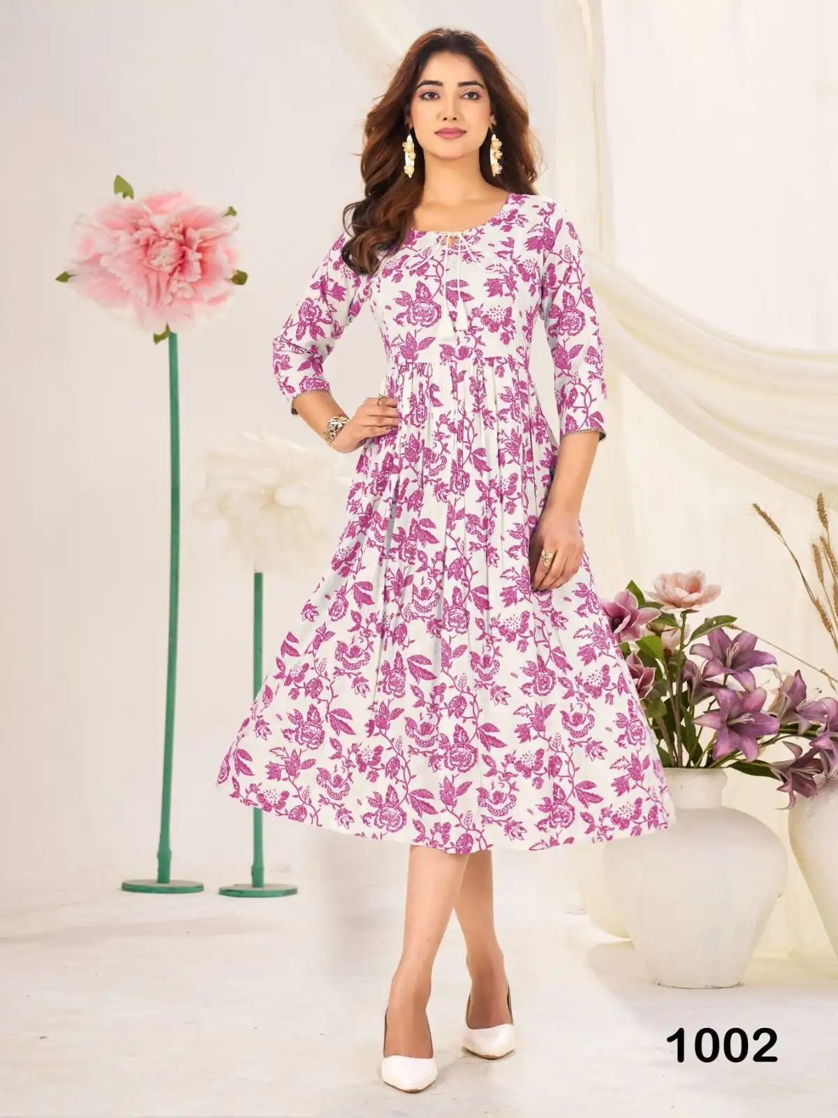 Blue Hills Classmate Midi Rayon Kurti Frock 08 Pcs Set