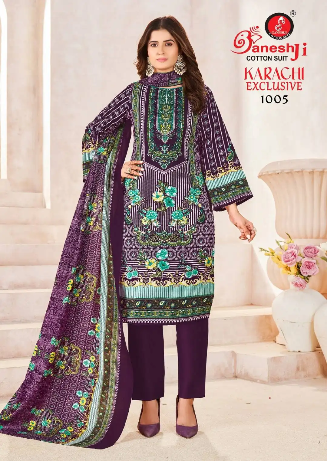 Ganeshji Karachi Vol 1 Cotton Dress Material 08 Pcs Set
