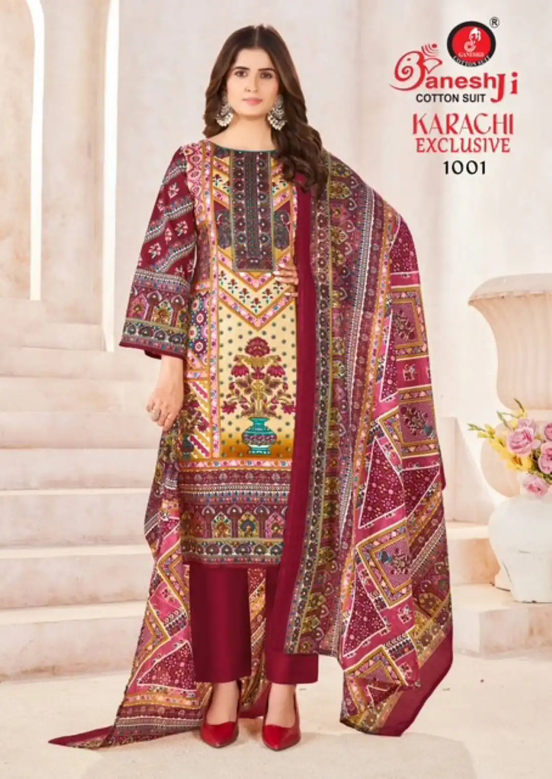 Ganeshji Karachi Vol 1 Cotton Dress Material 08 Pcs Set