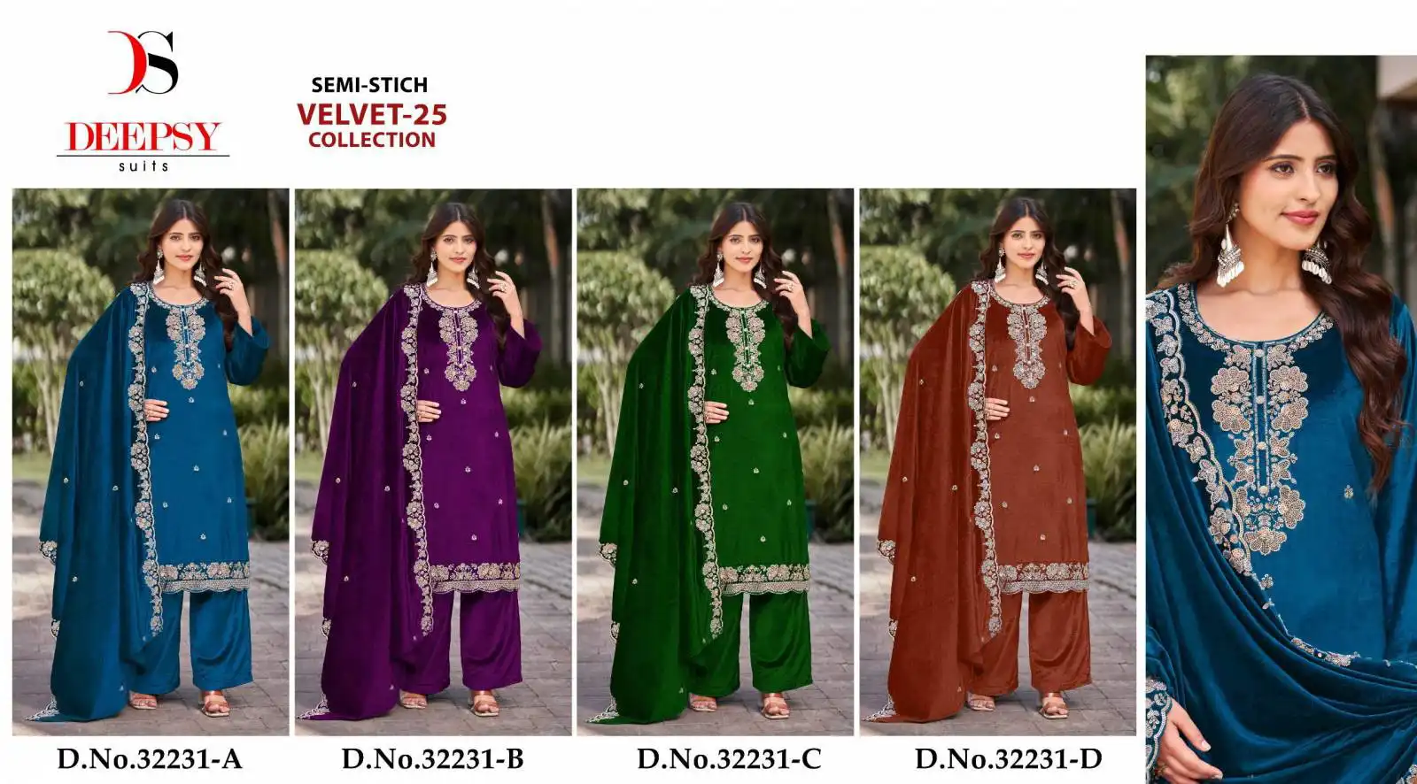 Deepsy 32231 Velvet Festival Salwar Suit 04 Pcs Set