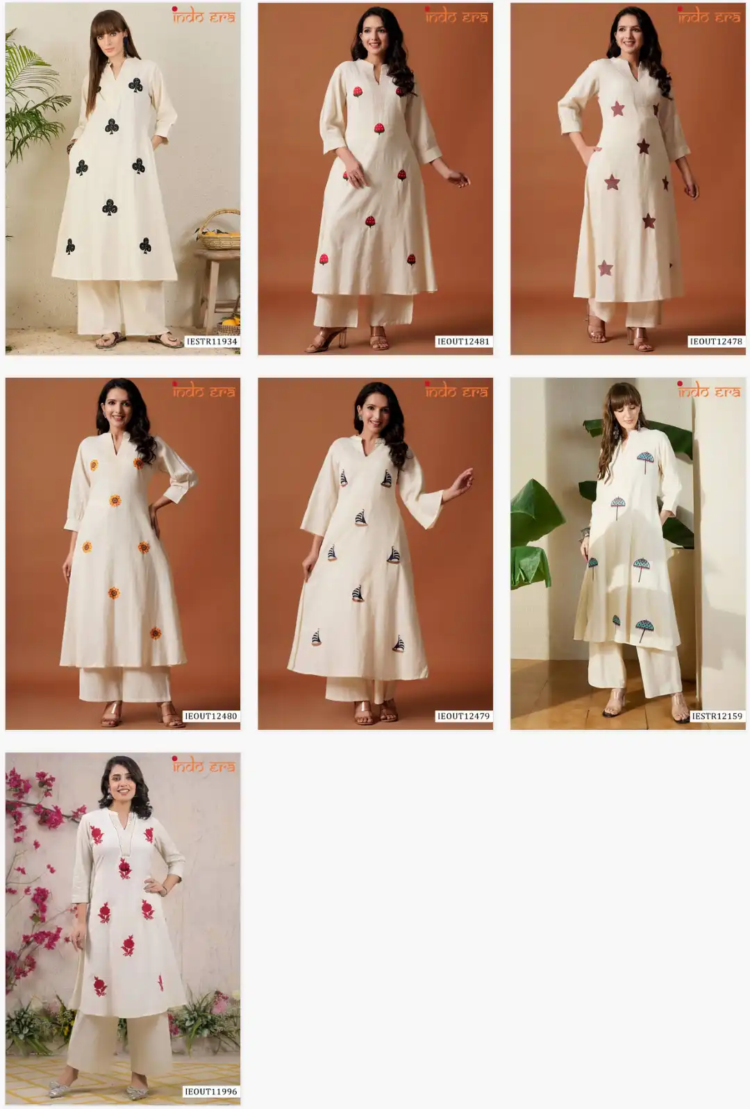 Indo Era 2584 Cotton Co Ord Set 07 Pcs Set