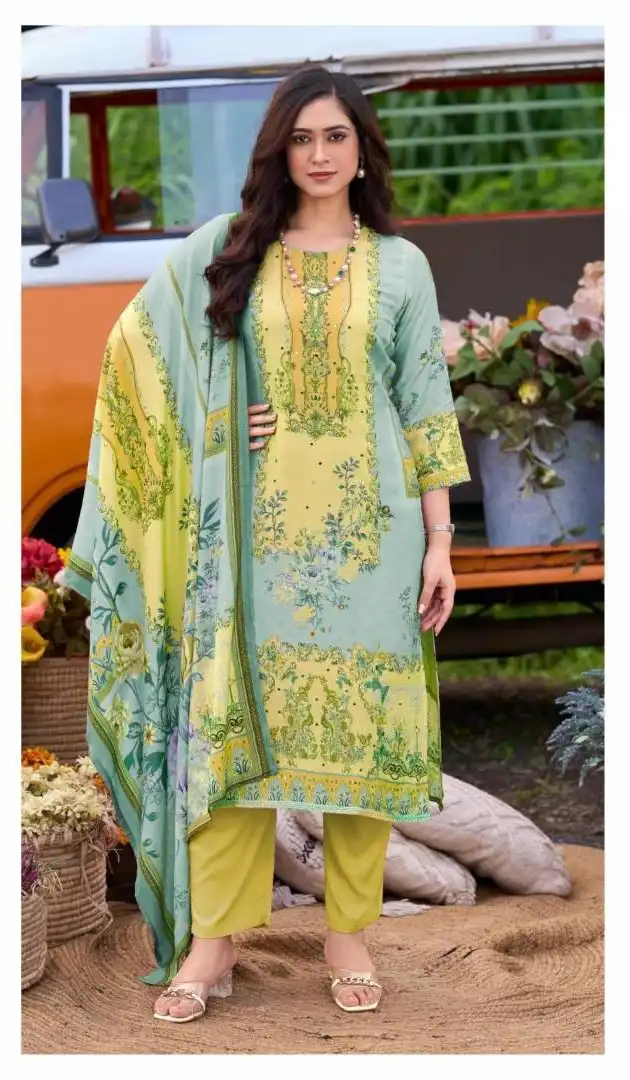 Deepsy M 1039 Viscose Printed Pakistani Suit 03 Pcs Set