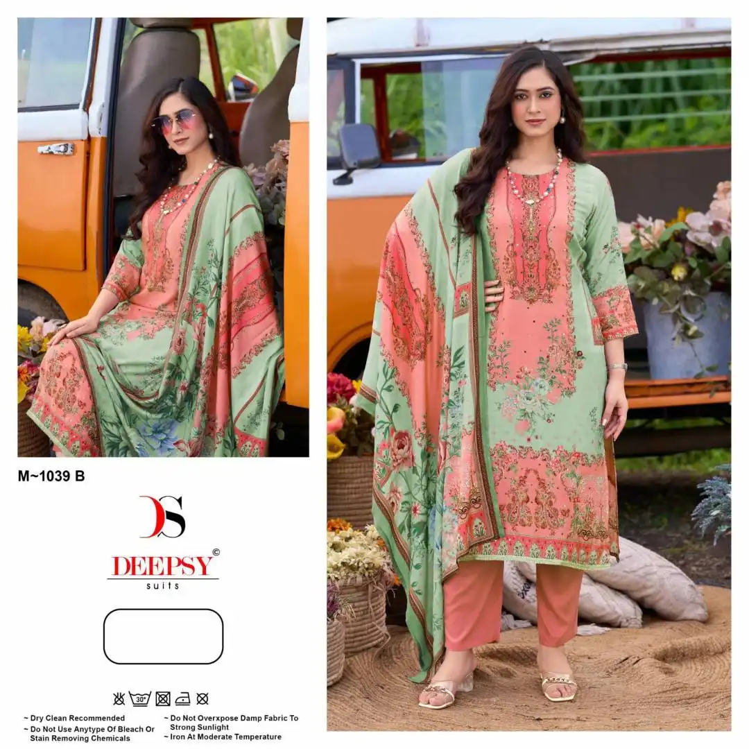 Deepsy M 1039 Viscose Printed Pakistani Suit 03 Pcs Set