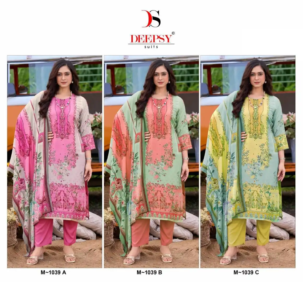 Deepsy M 1039 Viscose Printed Pakistani Suit 03 Pcs Set