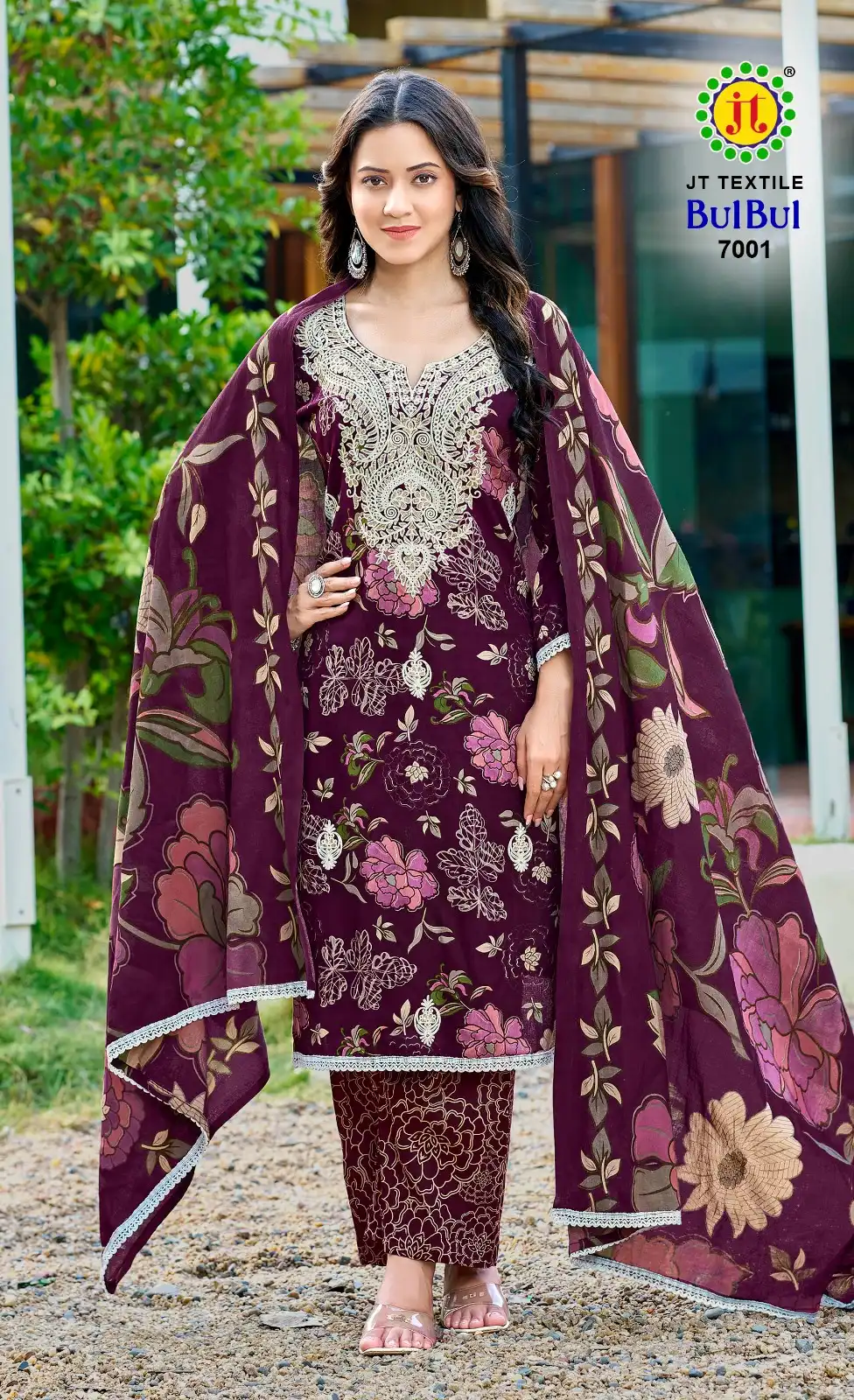 Jt Bulbul Vol 7 Rayon Printed Dress Material 05 Pcs Set