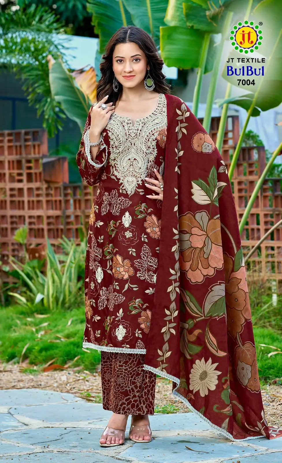 Jt Bulbul Vol 7 Rayon Printed Dress Material 05 Pcs Set