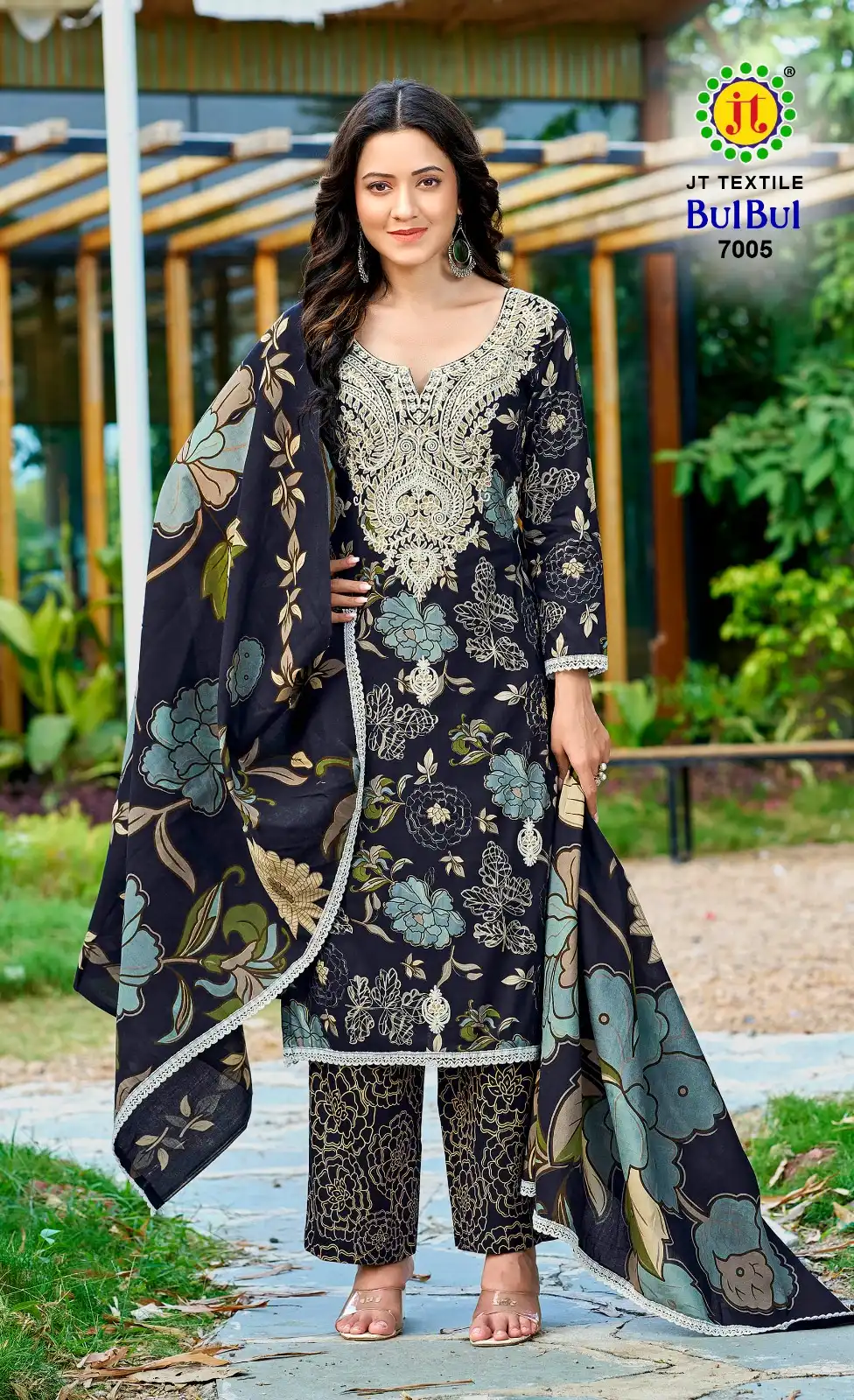 Jt Bulbul Vol 7 Rayon Printed Dress Material 05 Pcs Set