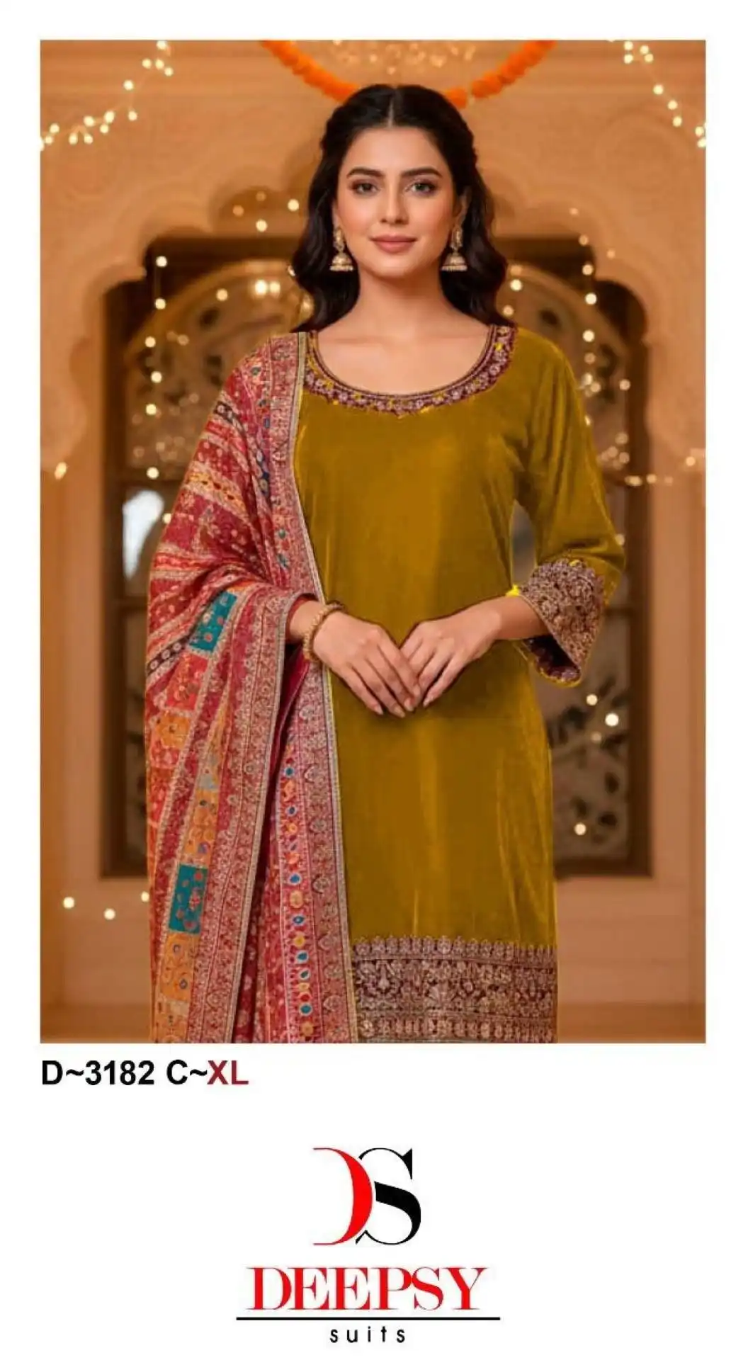 Deepsy D 3182 Velvet Readymade Suits 04 Pcs Set