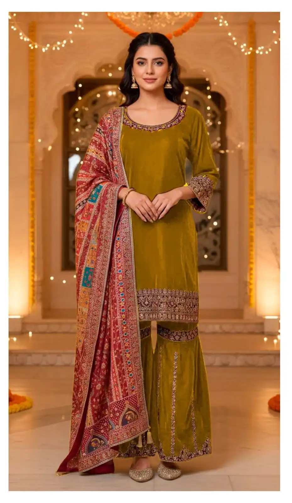 Deepsy D 3182 Velvet Readymade Suits 04 Pcs Set