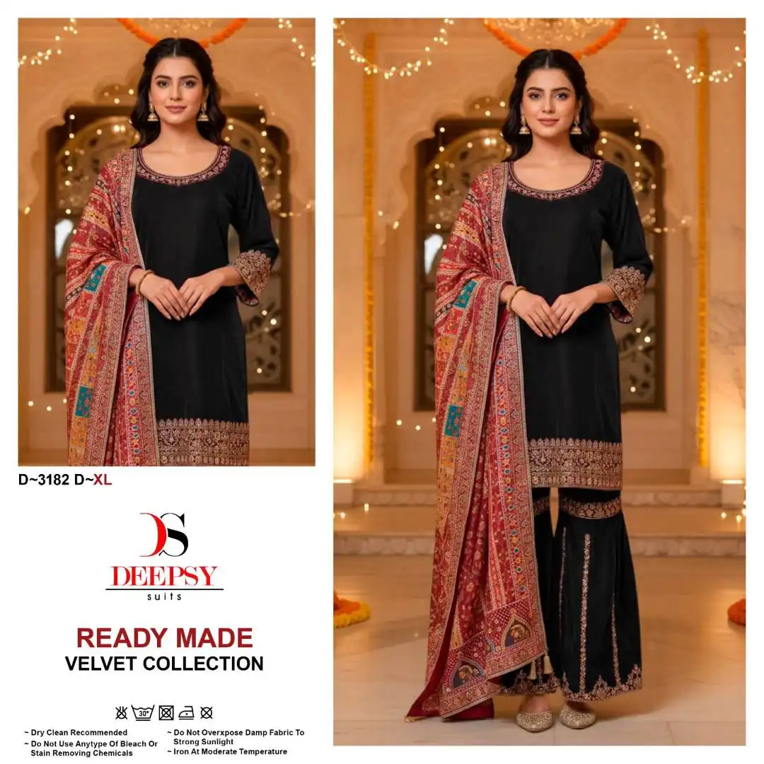 Deepsy D 3182 Velvet Readymade Suits 04 Pcs Set
