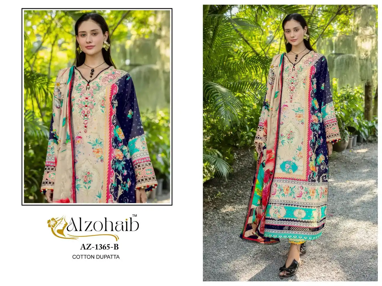 Alzohaib Iffat Pure Cotton Salwar Suits 04 Pcs Set