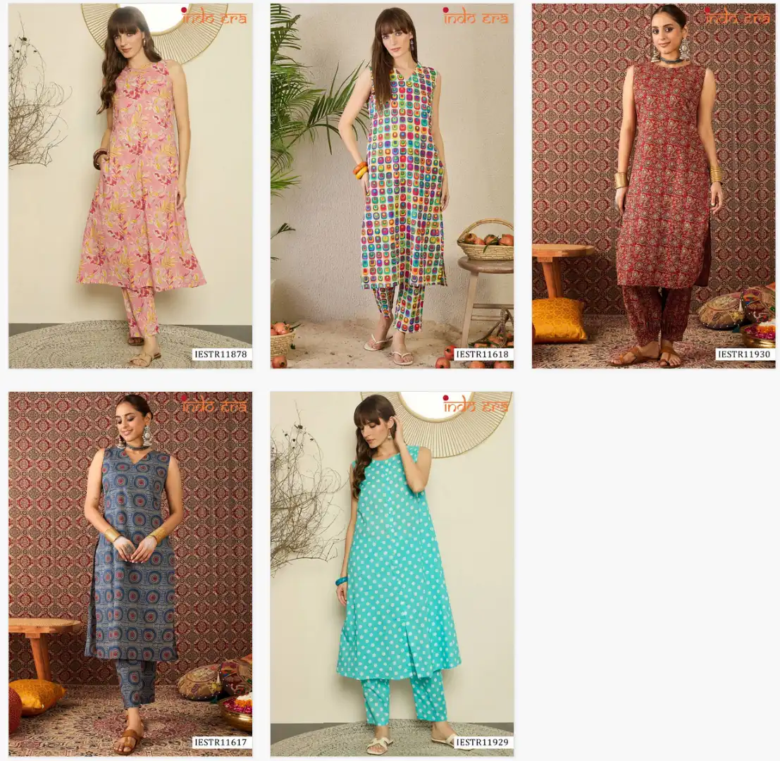 Indo Era 2583 Cotton Printed Co Ord Set 05 Pcs Set
